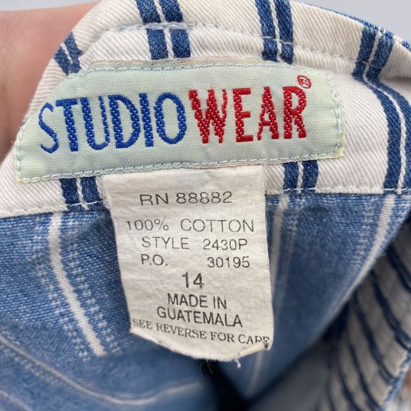 Vintage Studio Wear Mom shorts high waist pleated stripes size Medium 30W Blue - Picture 4 of 7